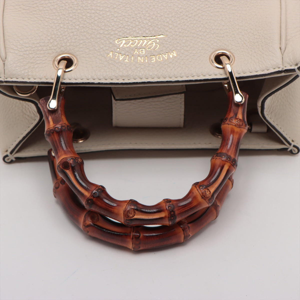 Gucci Bamboo Leather 2WAY Handbag White 368823