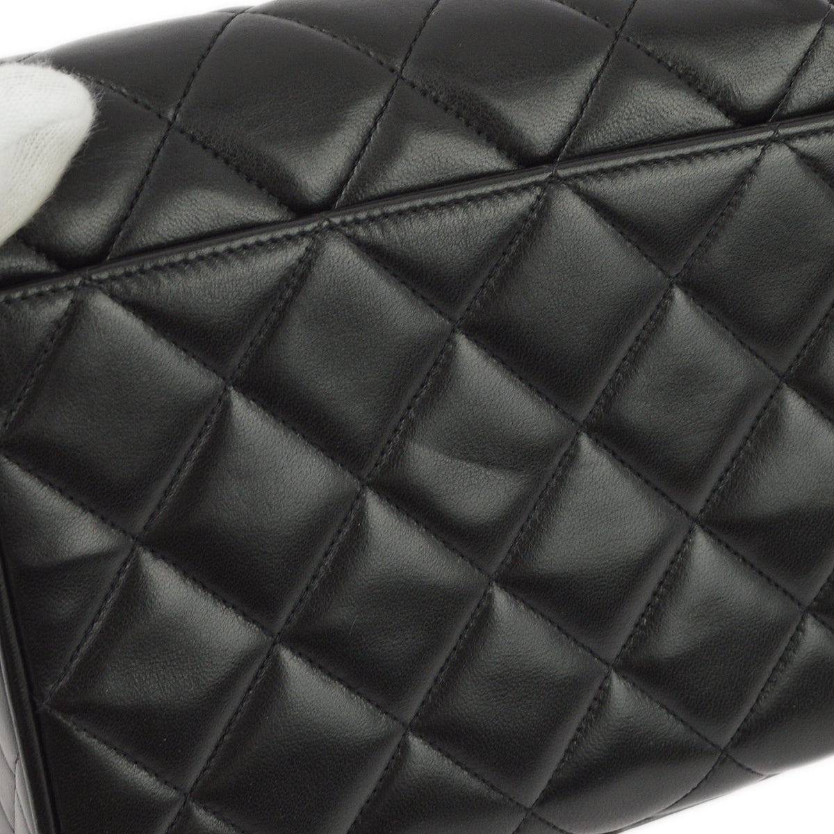 Chanel 1991-1994 Black Lambskin Mini Straight Flap Shoulder Bag