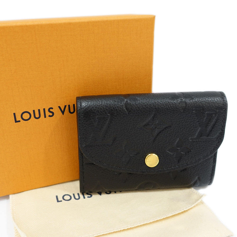 Louis Vuitton Monogram Emplant Portemone Rosary M81455 Leather Noir Black Double Fold Wallet Wallet Small