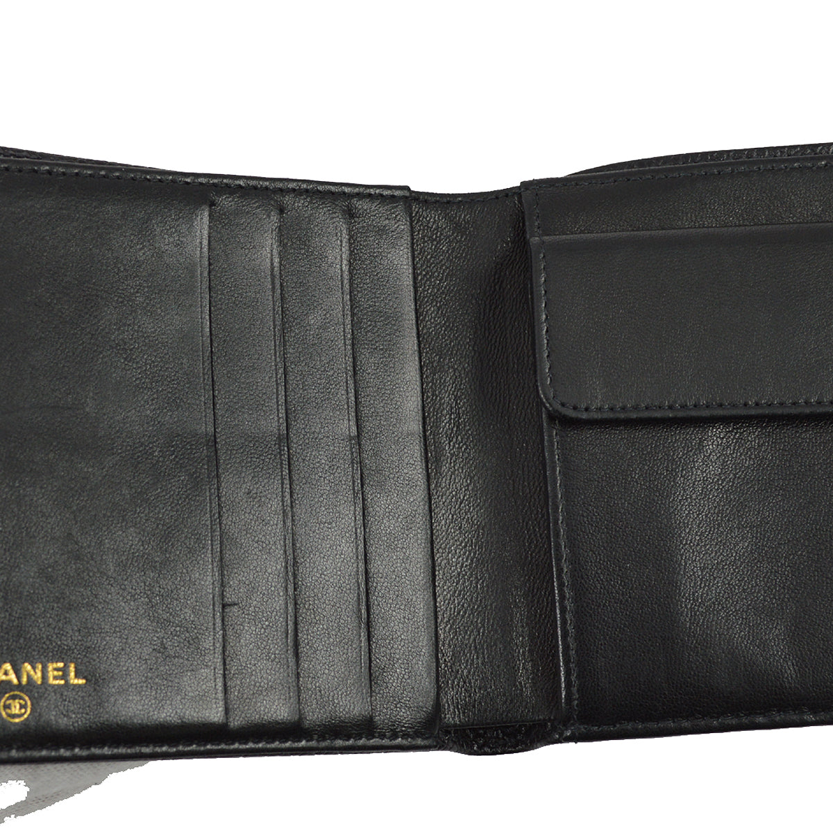 Chanel 1997-1999 黑色魚子醬 Timeless 雙折錢包