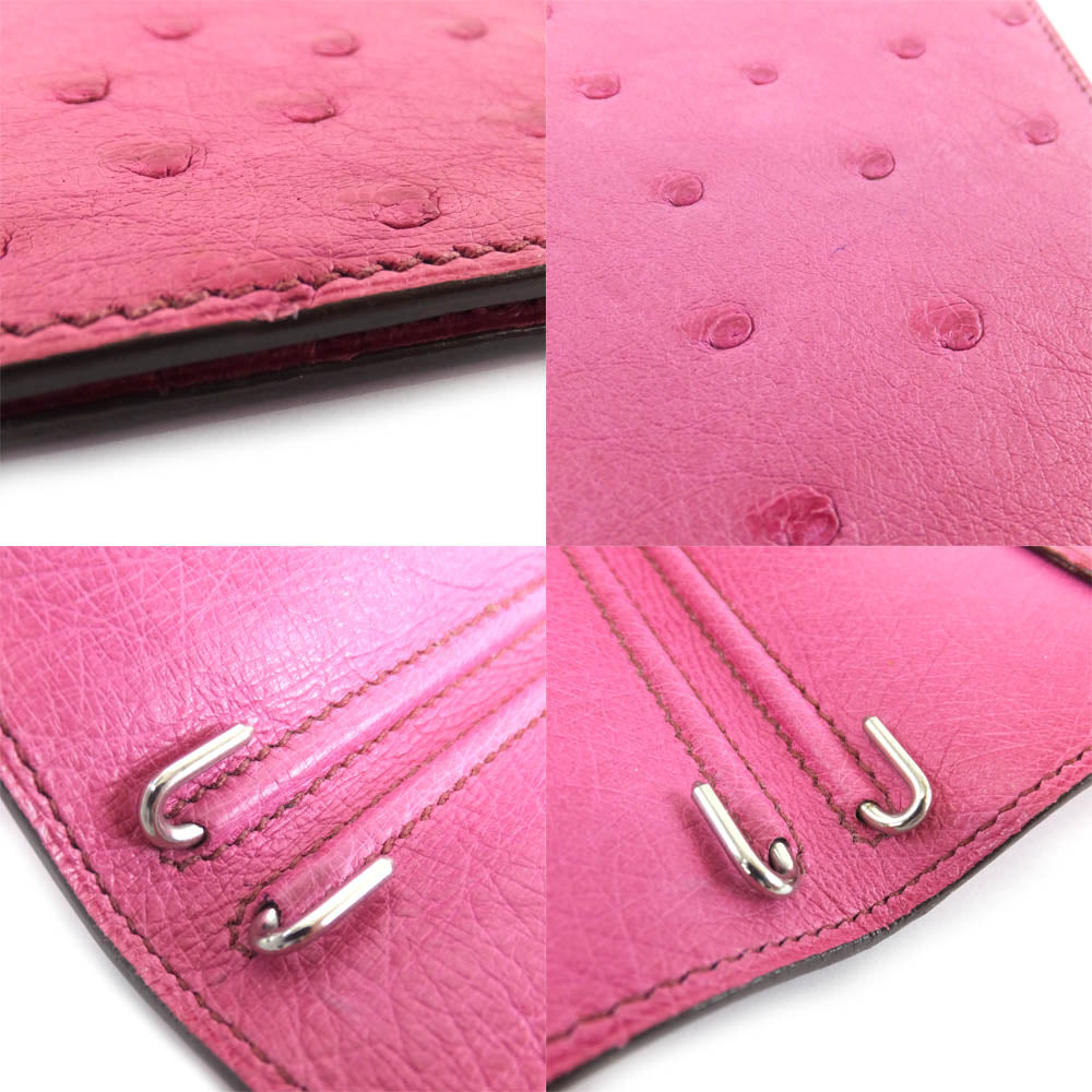 Hermes nda Ostrich Handbook Cover Pink Silver G   H  2004 Manufactured 2 Folded Unisex Two-Two- Weda