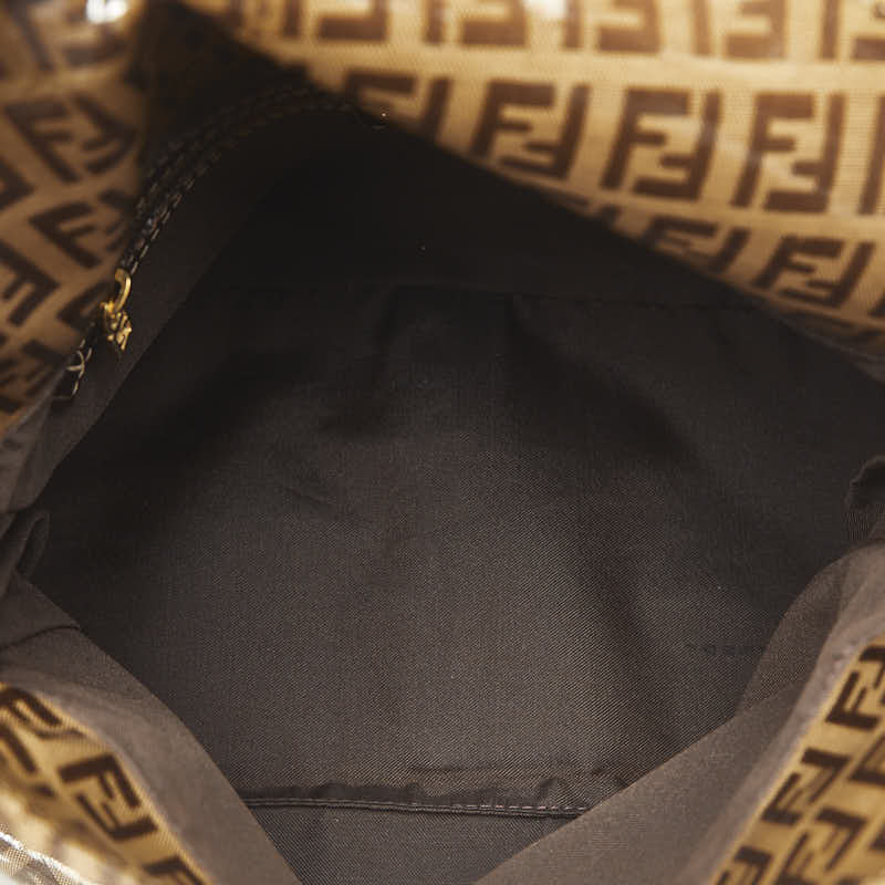 FI Zuchino MANMABACKET HANDBACHET One-Shoulder Bag Beige Brown Vinyl Leather  FENDI