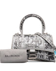 Valentino Glass XS Crocodile Pressed Handbag Shoulder Bag 2WAY 592833 Gr Black Leather  BALENCIAGA