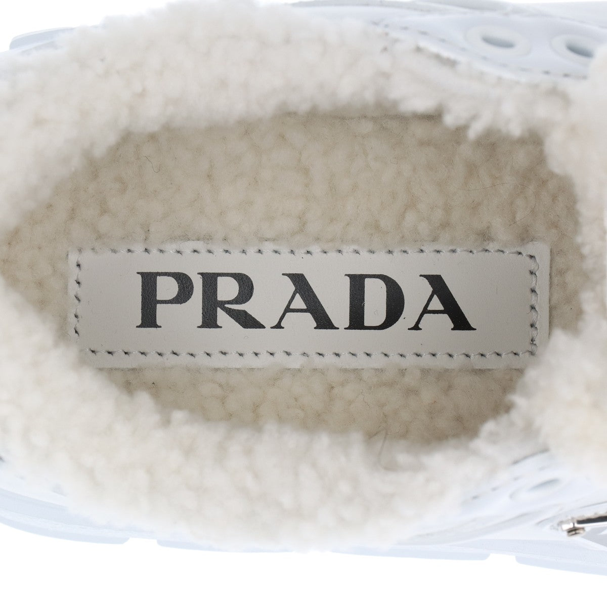 Prada Leather Trainers 36 1/2  White 1E947M Triangle Logo Boar