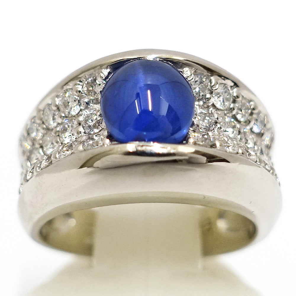 PT900 sapphire 1.75ct diamond 0.58ct pavé design ring platinum premium jewelry