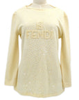 Fendi Long Sleeve Knit Tops Ivory 