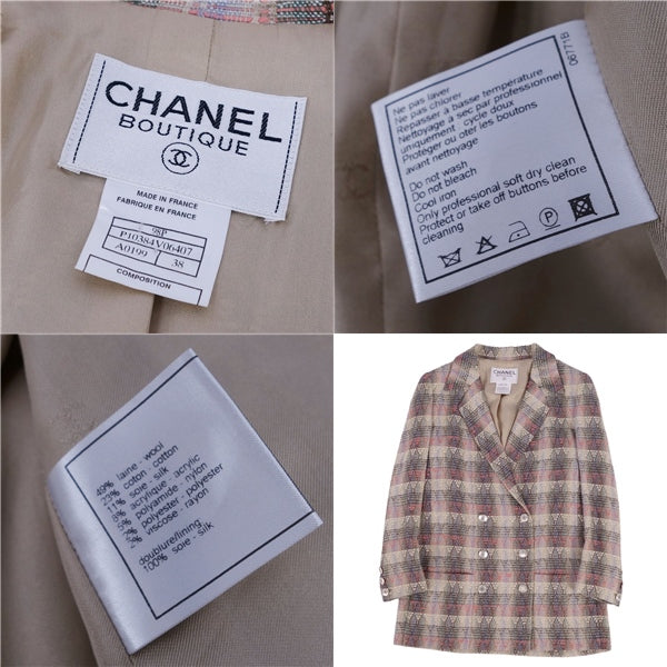 Vint Chanel 98P Jacket Double Brest Coco Tweed Out  38(M Equivalent) Multi-Color