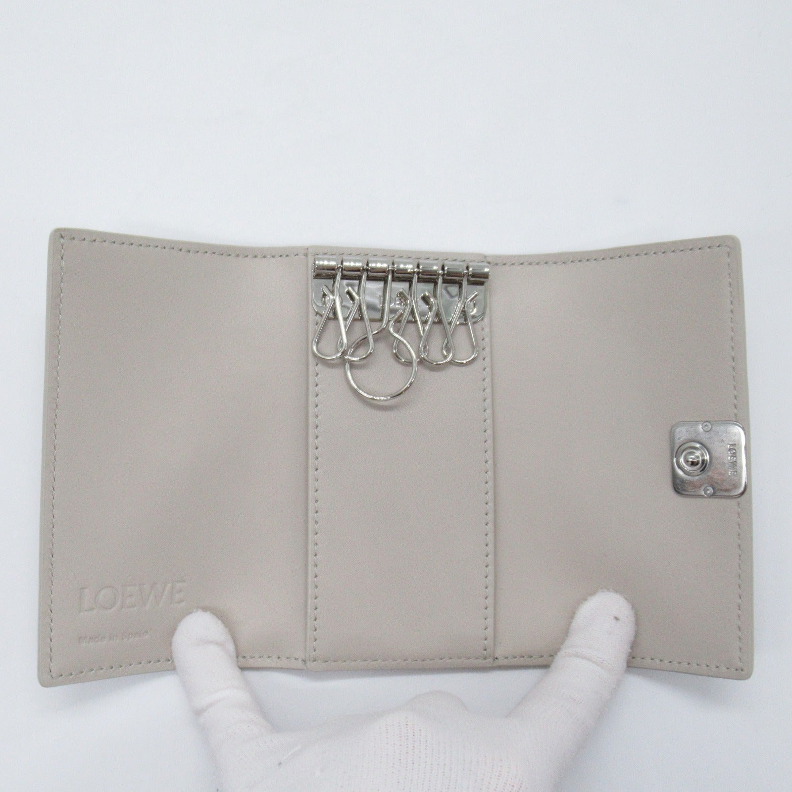 LOEWE 6  Keycase Accessories Leather  Grey Off White C821K92X01