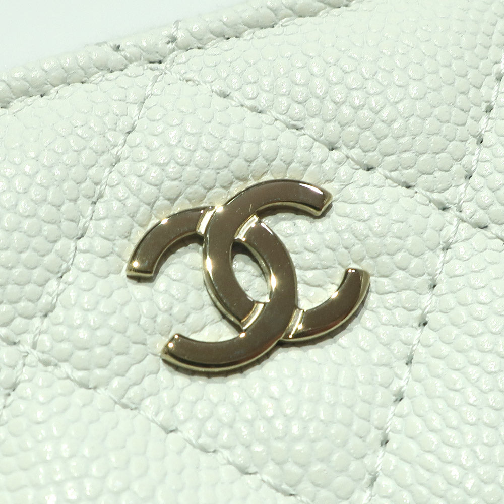 Chanel CoinParts Canopy S White White G   8 Figures Small Leather Round  Box