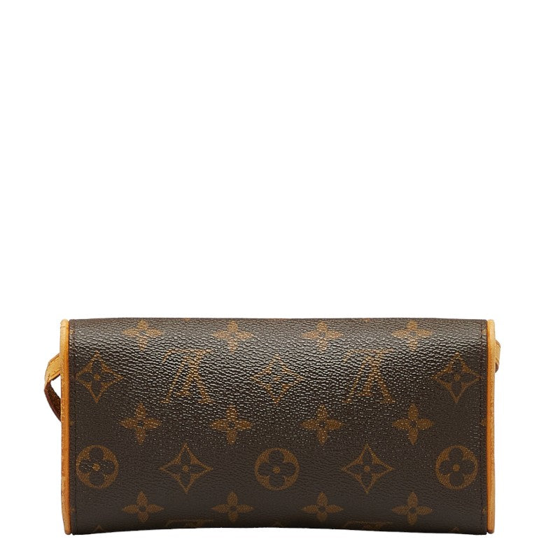 Louis Vuitton Monogram Pochette Twin PM 單肩包 M51854 棕色 PVC 皮革 Louis Vuitton