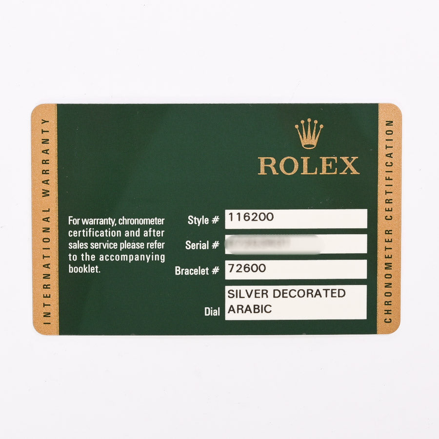 Rolex Datejust  116200   Silver Number