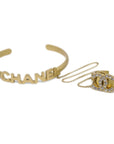 Chanel Rhinestone Bangle Chain Ring Gold 
