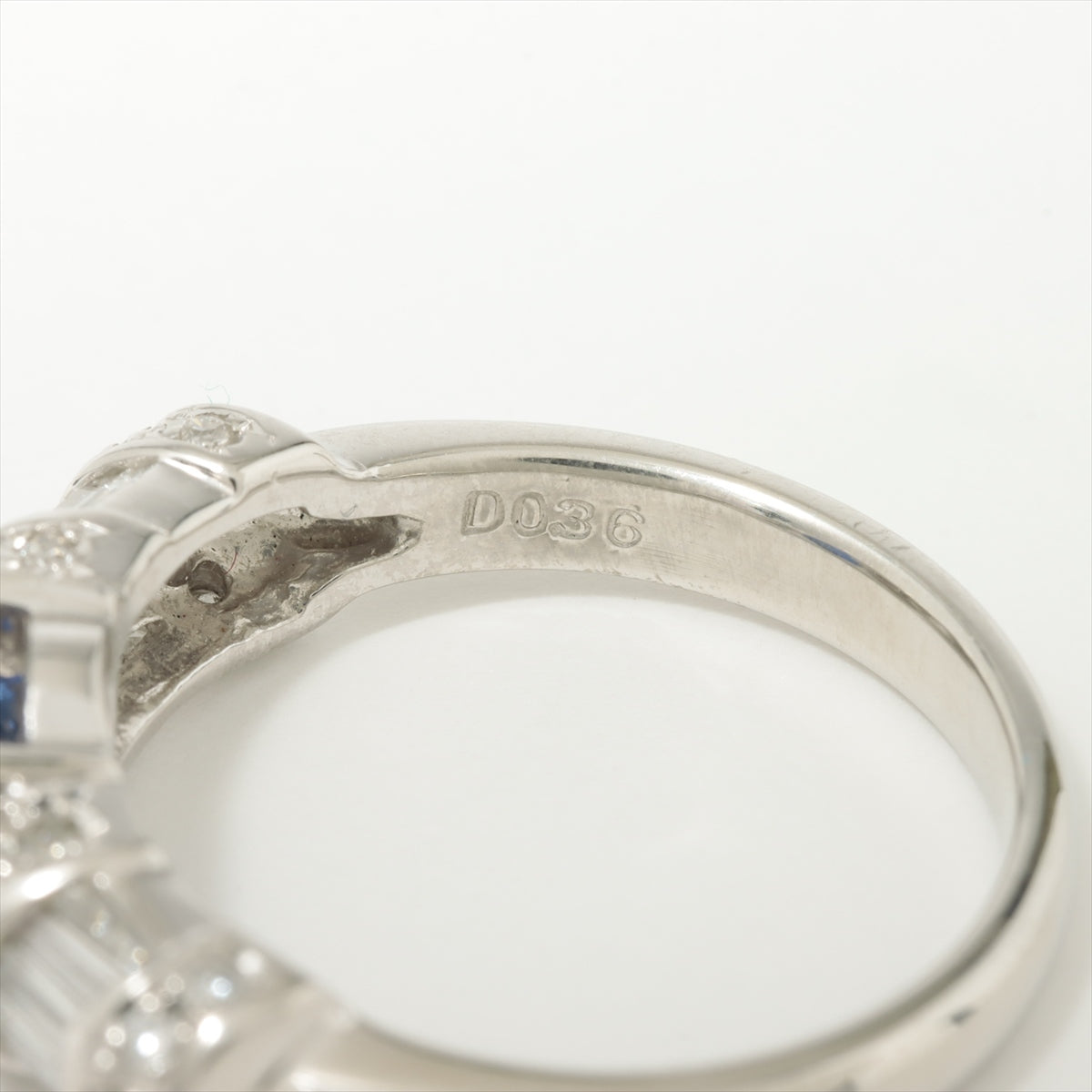 Sapphire Diamond Ring Pt900 7.2g 1.62 D0.36