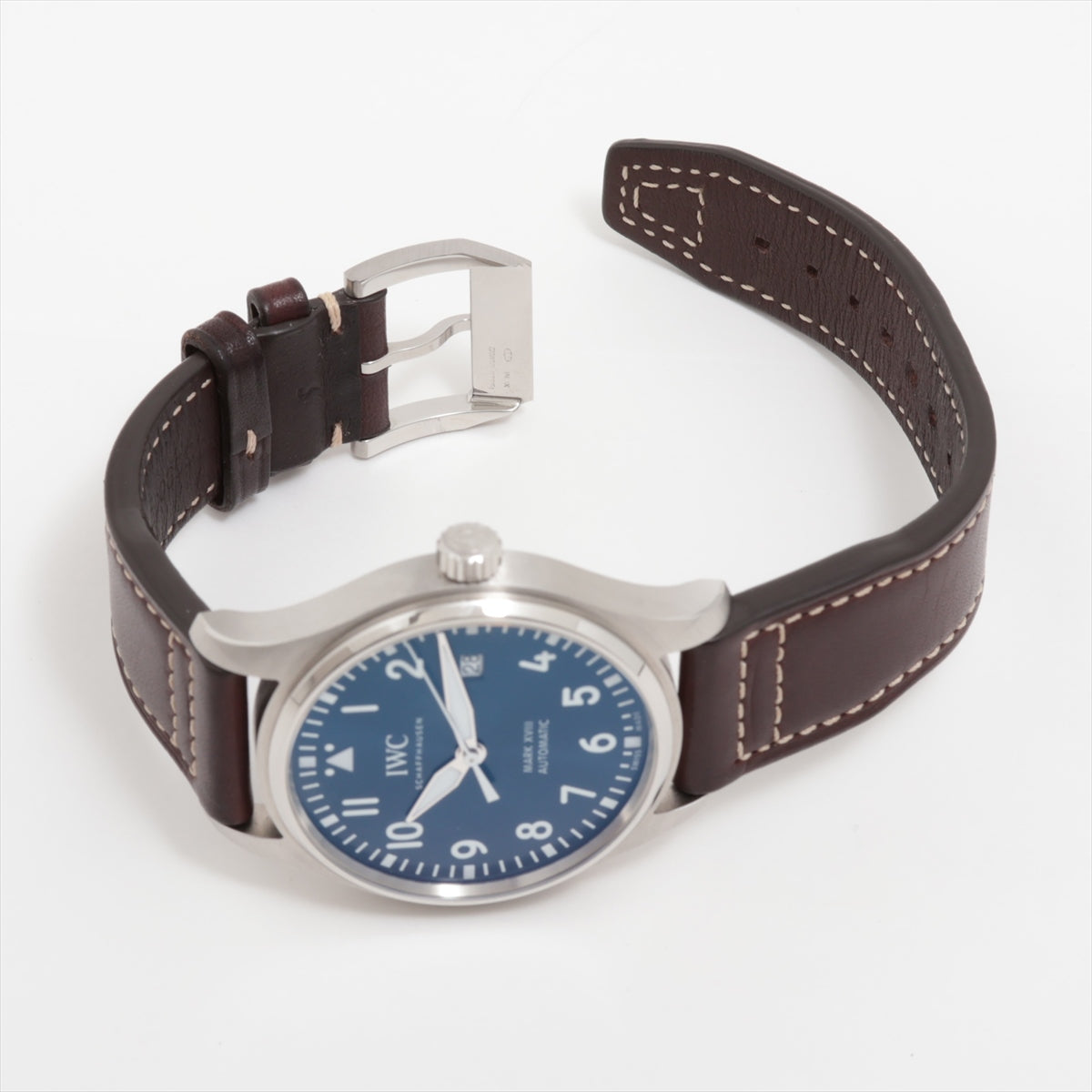 IWC Pilot Mark XVIII Pty Prens IW327010 SS Leather AT Blue Screen Disc