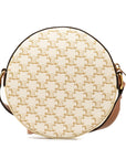 Celine f Roundpass Shoulder Bag Tan White PVC Leather  Celine