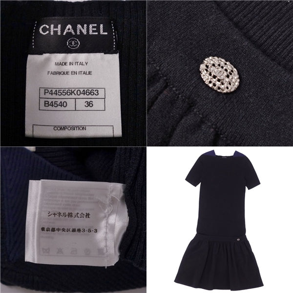 Chanel Chanel e One Earrings Dress y Short Sleeve Coco Wool Cashmereia Tops  36 (S equivalent) Black/Navey -Two-Two-Two-Two-Two-Two-Two-Two-Two-Two-Two-Two-Two-Two-Two-Two-Two-Two-Two-Two-Two-Two-Two-Two-Two-Two-Two-Two-Two-Two-Two-Two-Two-Two-Two-