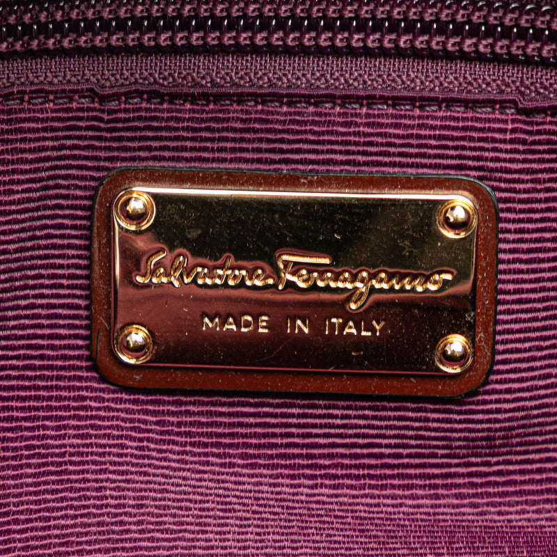Salvatore Ferragamo Vallaribo Handbag Tote Bag AU-21 C784 Pearl Brown Nylon Enamel  Salvatore Ferragamo