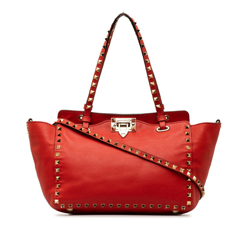 Valentino Lockstars Handbag 2WAY Red G Leather  VALENTINO