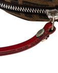 Fendi Zucca Stands Handbag One-Shoulder Bag Brown Red Canvas Leather  Fendi