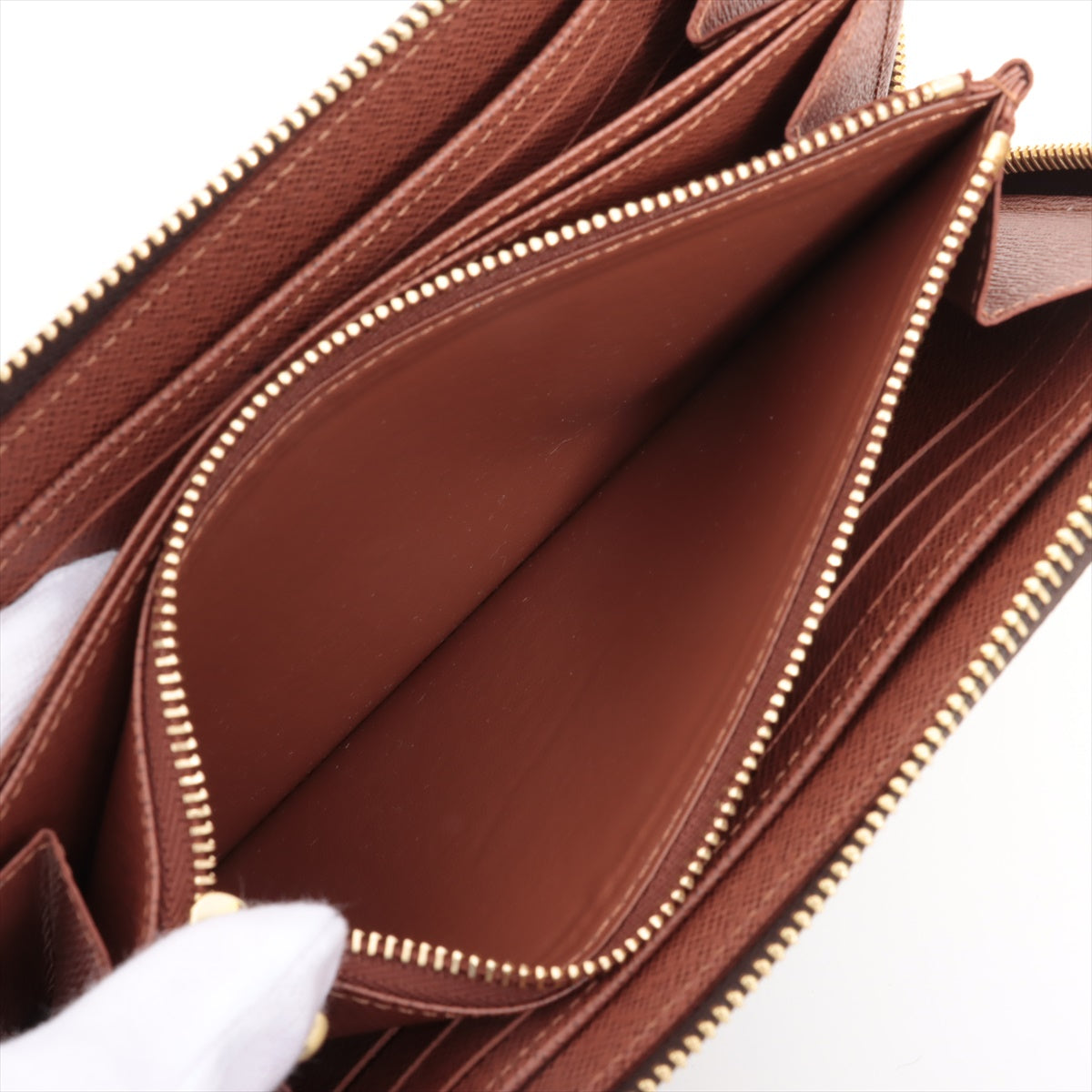 Louis Vuitton Monogram  Wallet M42616 Brown Round Zip Wallet