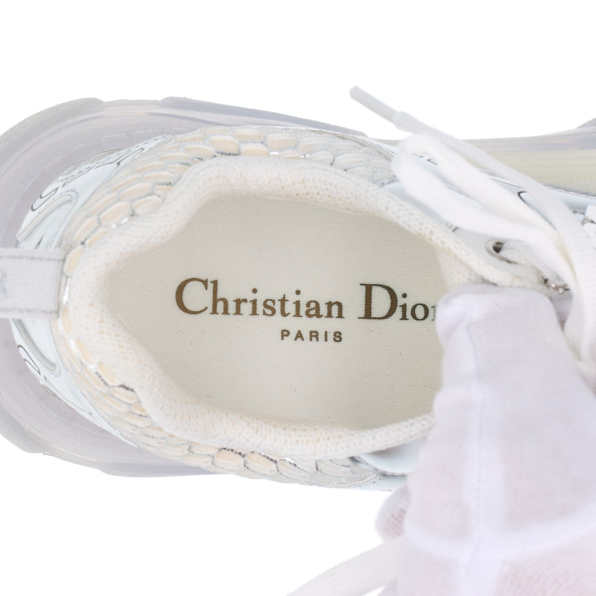 Christian Dior DIOR VIBE Leather  Laver Trainers 39.5  Silver × White Mesh Logo Charm