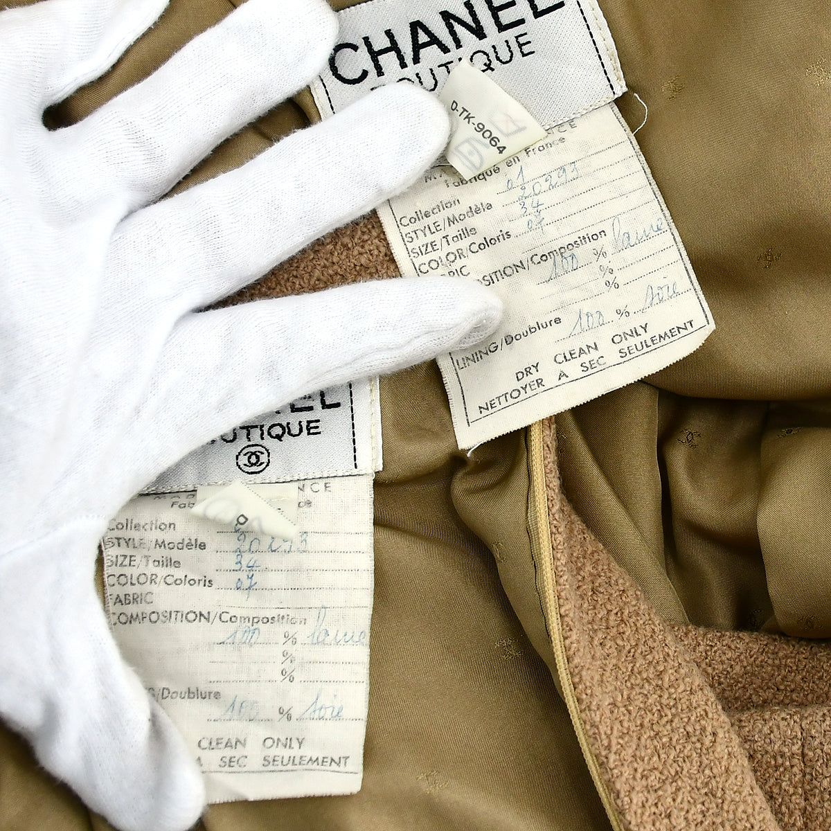 Chanel tweed open-front jacket skirt suit 