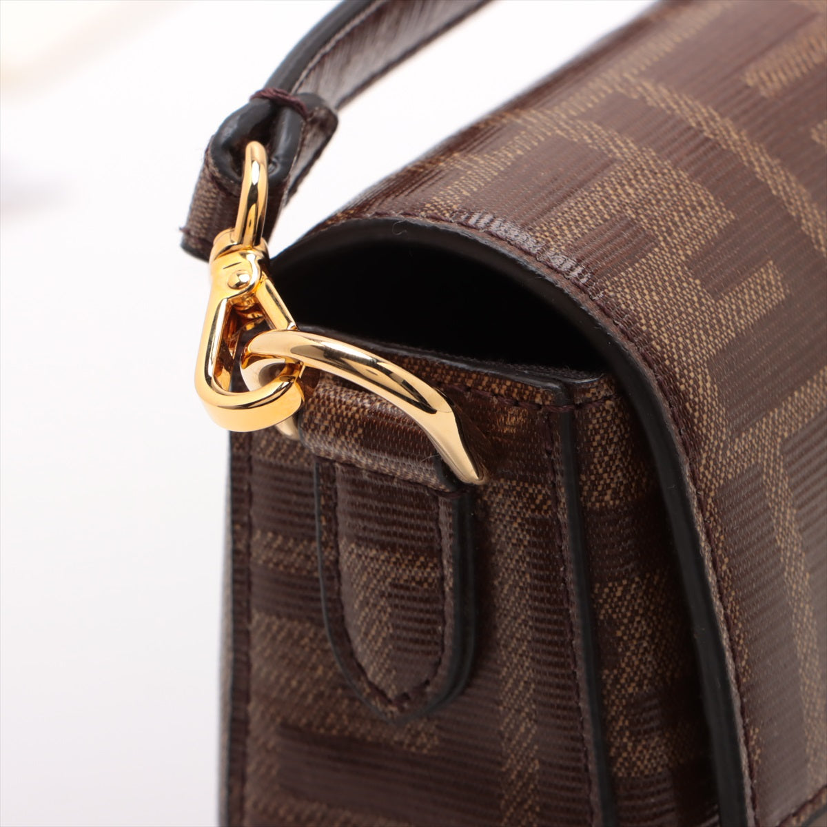 Fendi Zucca PVC x Leather 2WAY Shoulder Bag Brown 8BS034