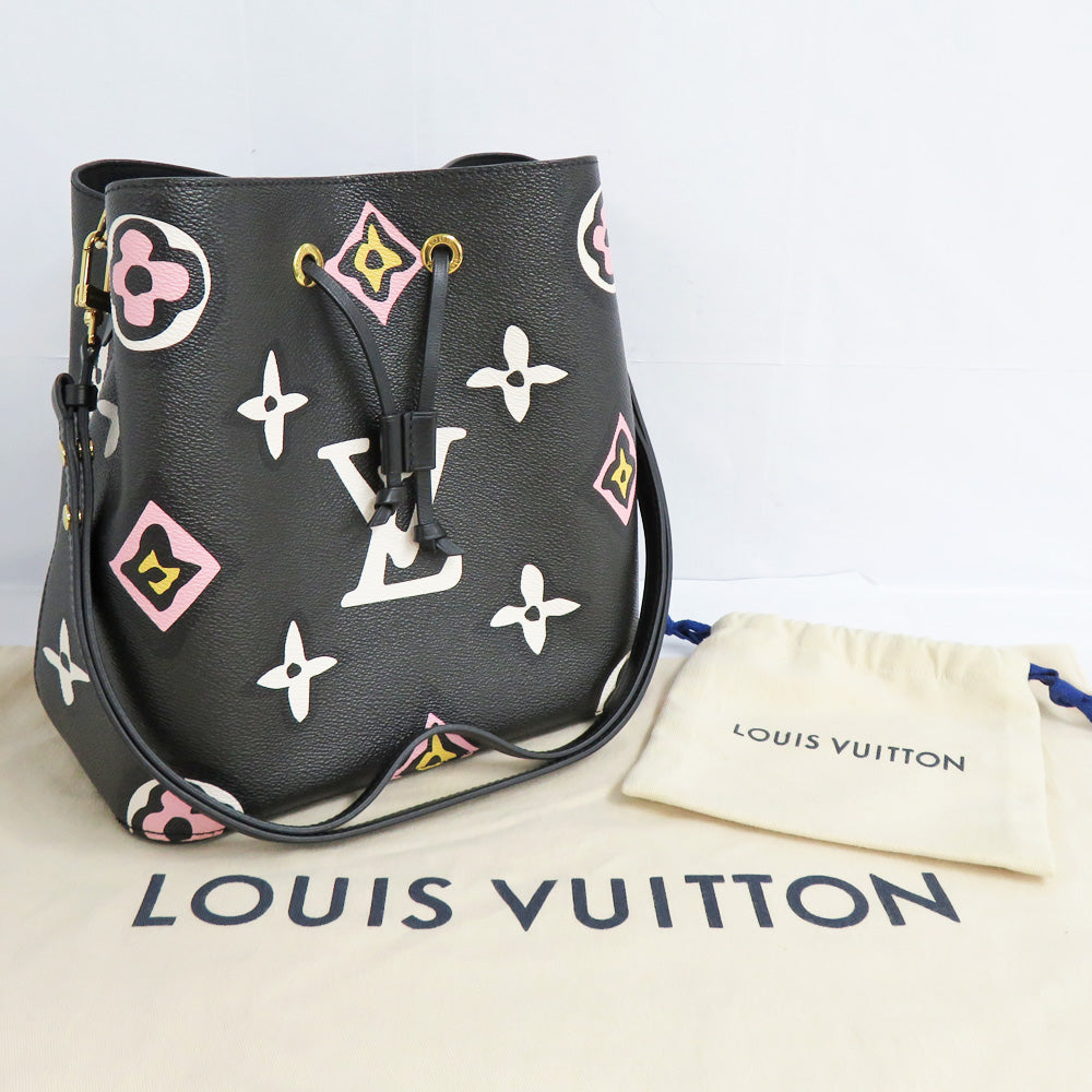 Louis Vuitton Monogram Neonoe MM Bag M45821 Black Wild Heart Shoulder Bag Black Leather