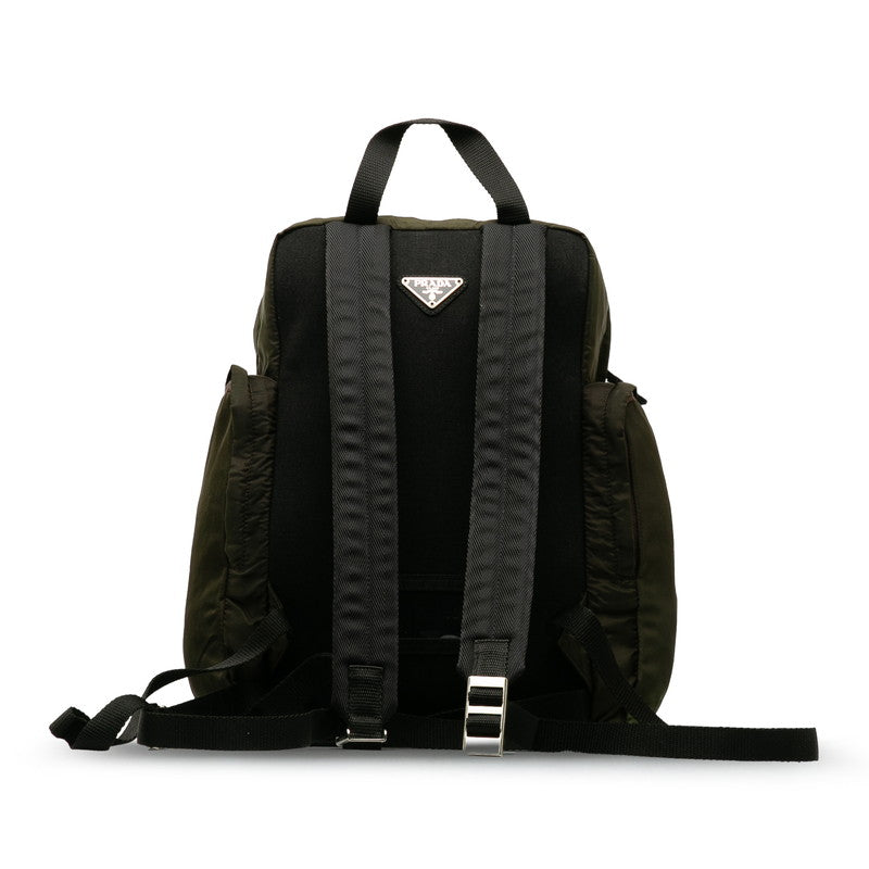 Prada Triangle Logo Backpack Rucksack Green Nylon