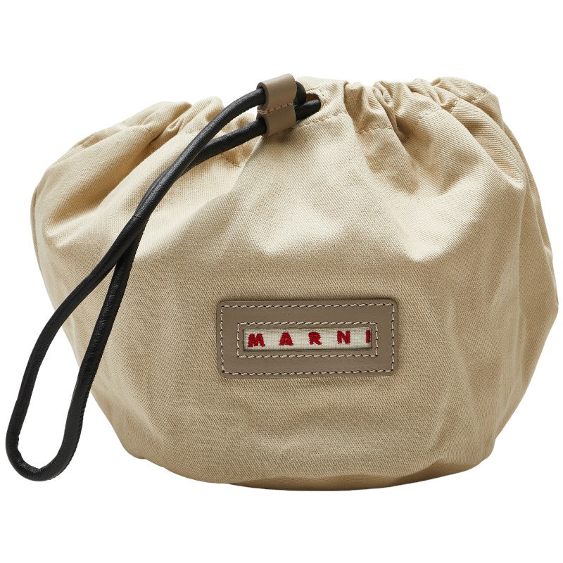 Marni Tropical Bucket Bag Shoulder Bag Beige Grey Leather  MARNI