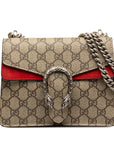Gucci GG Supreme Duonissos Twisted Chain Shoulder Bag 421970 Beige Red PVC Suede  Gucci