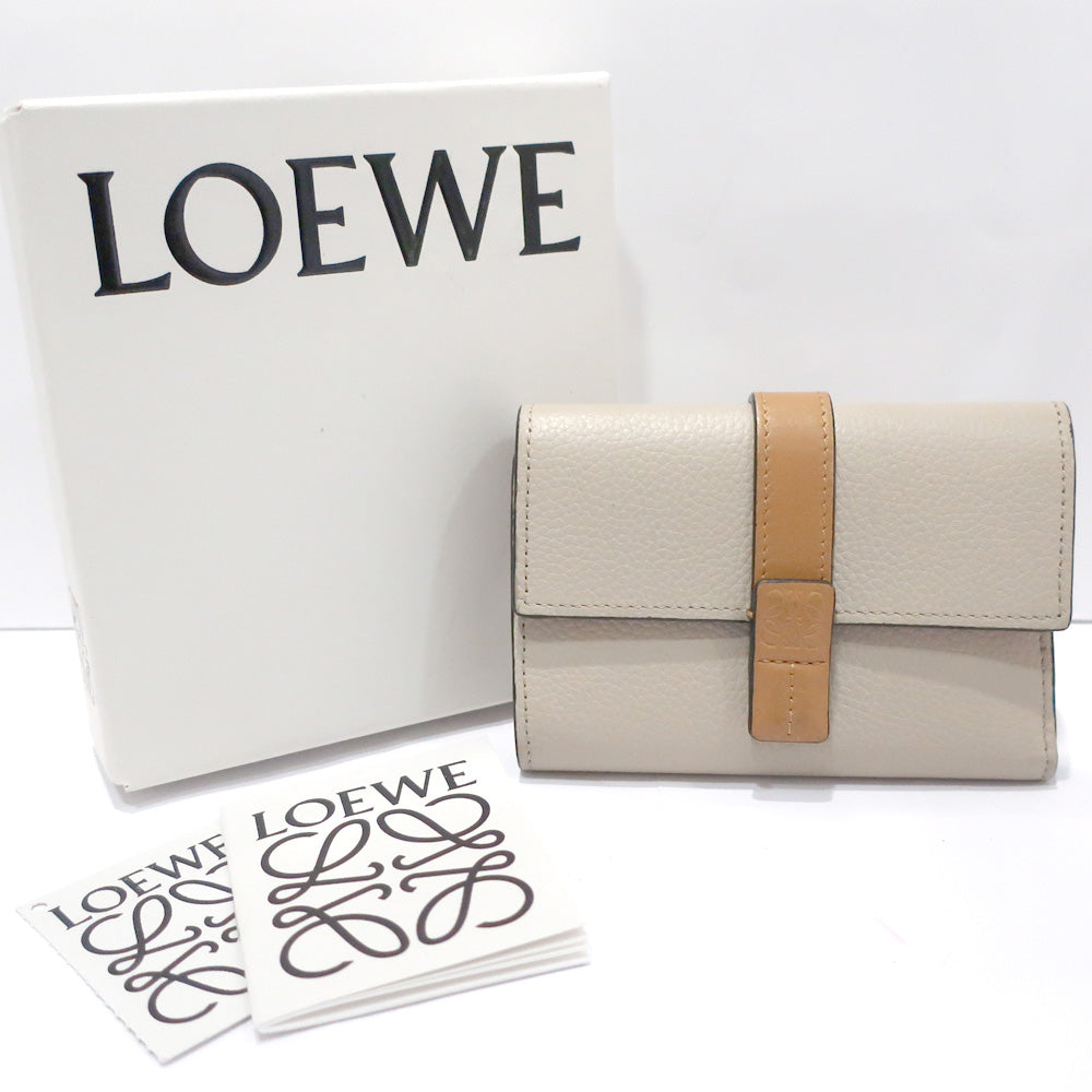 Loewe Vertical Wallet Small C660S86X01 St Green  S Light Oats Honey Three Fold Compact Wallet  Vintage Woodwear