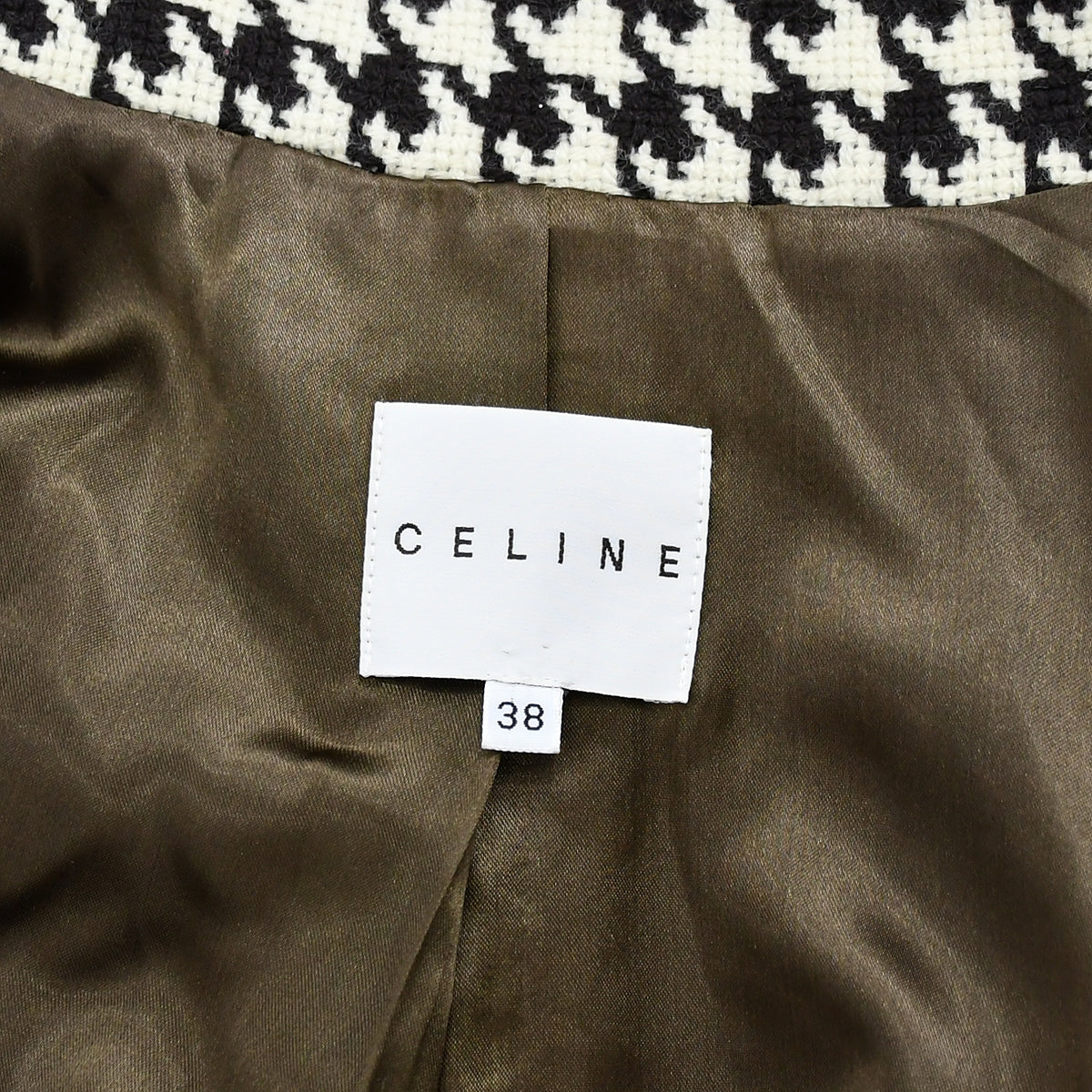 Celine Coat Tweed Ivory Brown 