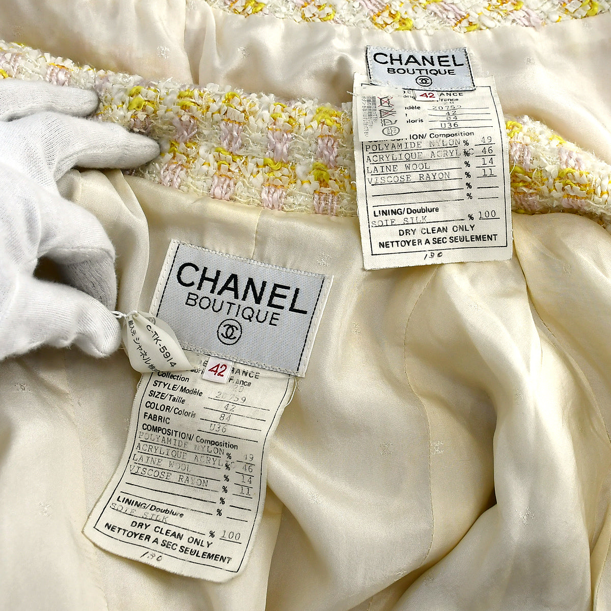 Chanel Setup Suit Jacket Skirt Yellow 28 