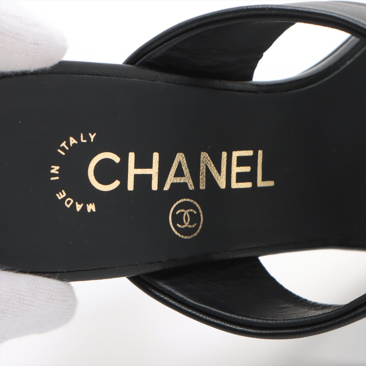 Chanel Coco Leather Sandal 36C  Black G32755  Pearl