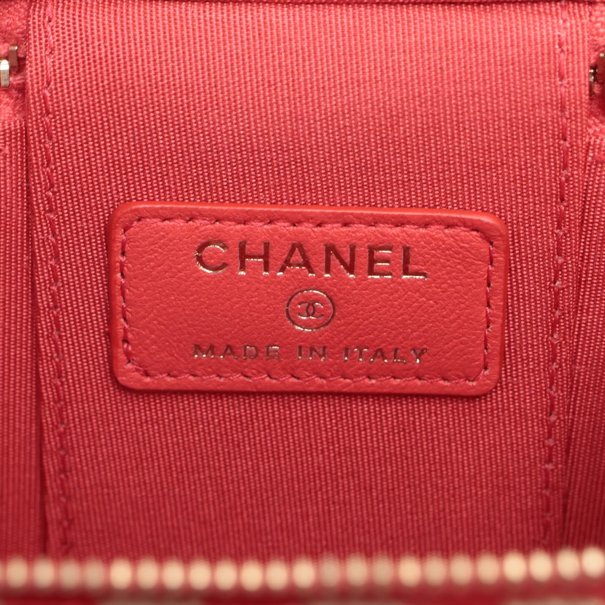 Chanel Coco Raphia Chain Shoulder Bag Vanity Beige X Red Silver G  31st Series