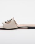 Gucci Interlocking G Leather Sandal 37 Ivory Cut Out Slide Sandal