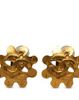 Chanel Vintage Clip On Sun Earrings Gold Plated Women's