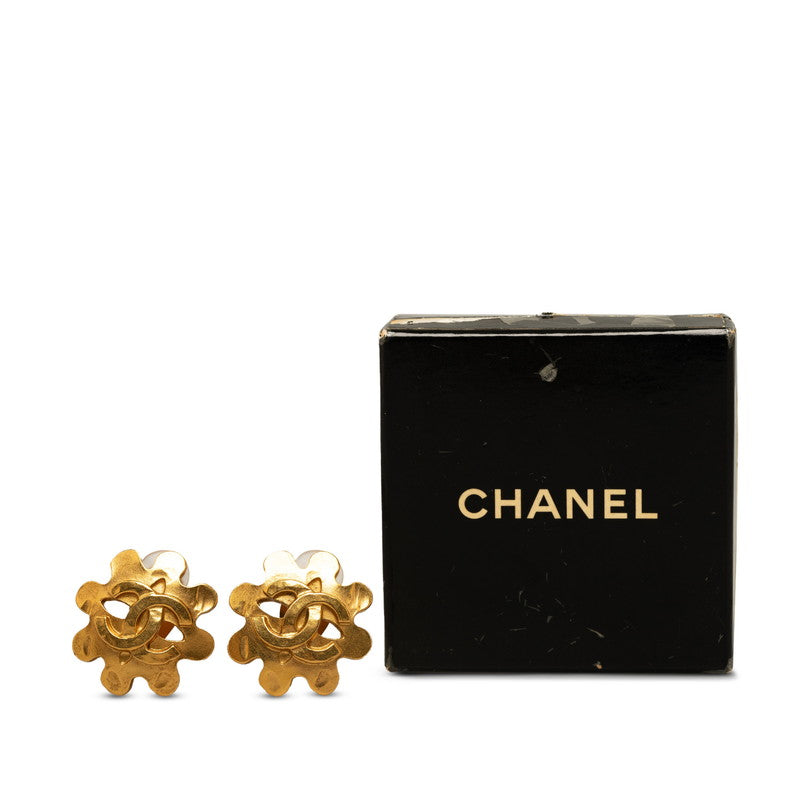 Chanel Vintage Clip On Sun Earrings Gold Plated Women&#39;s