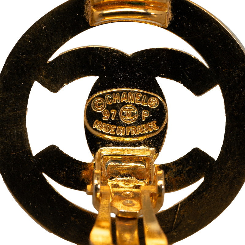 Chanel Vintage Coco Turn Lock Motif Earrings Gold Plated Women's