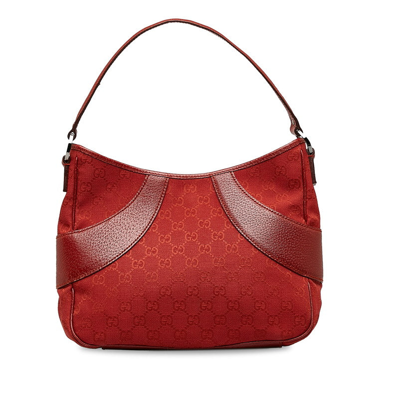 Gucci GG Canvas One Shoulder Bag Handbag 113012 Red Canvas Leather Women&#39;s