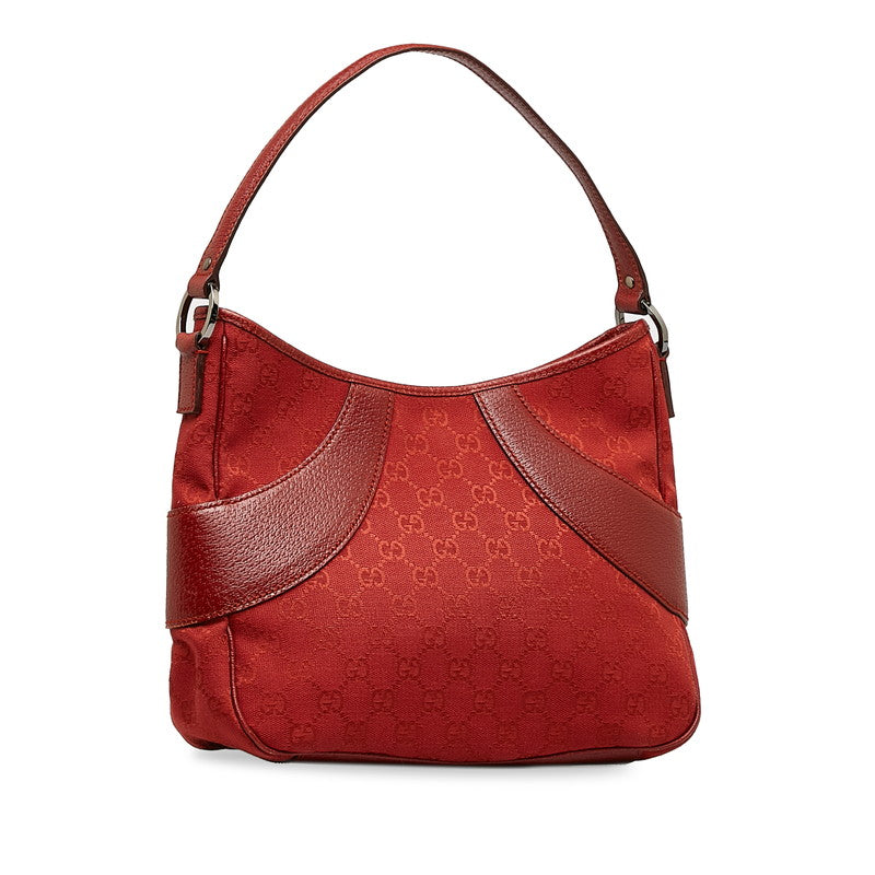 Gucci GG Canvas One Shoulder Bag Handbag 113012 Red Canvas Leather Women's