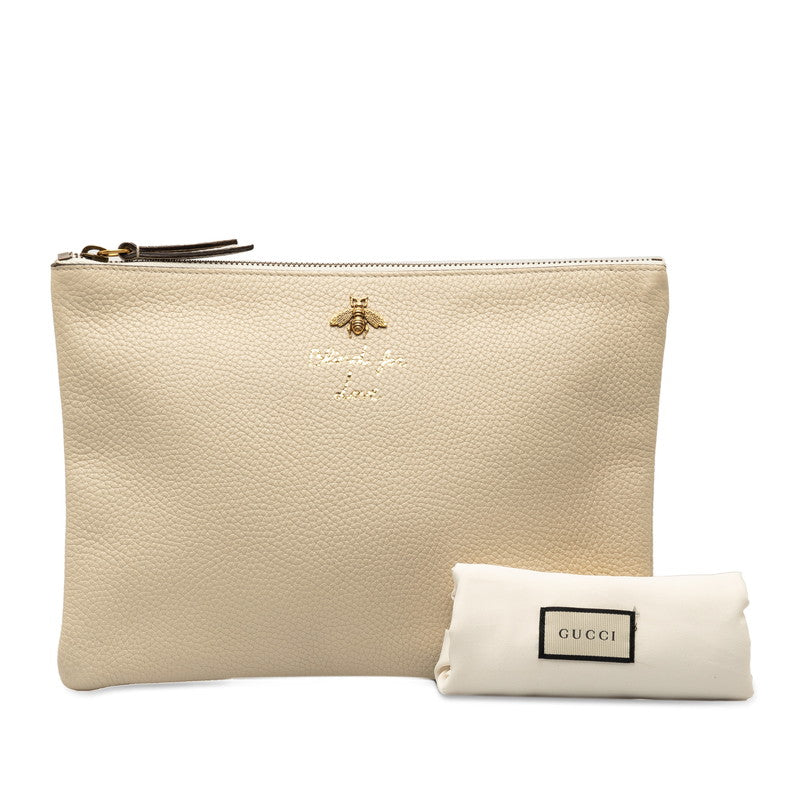 Gucci Animal Bee Clutch Bag 460187 Ivory Leather  Gucci