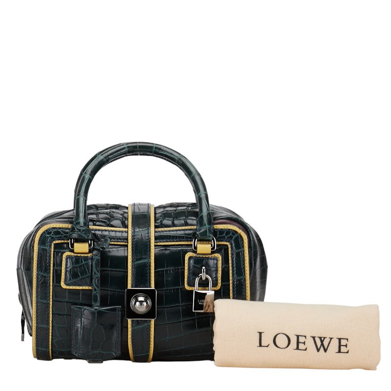 Loewe Crocodile Printing Handbag Green Yellow Leather  LOEWE