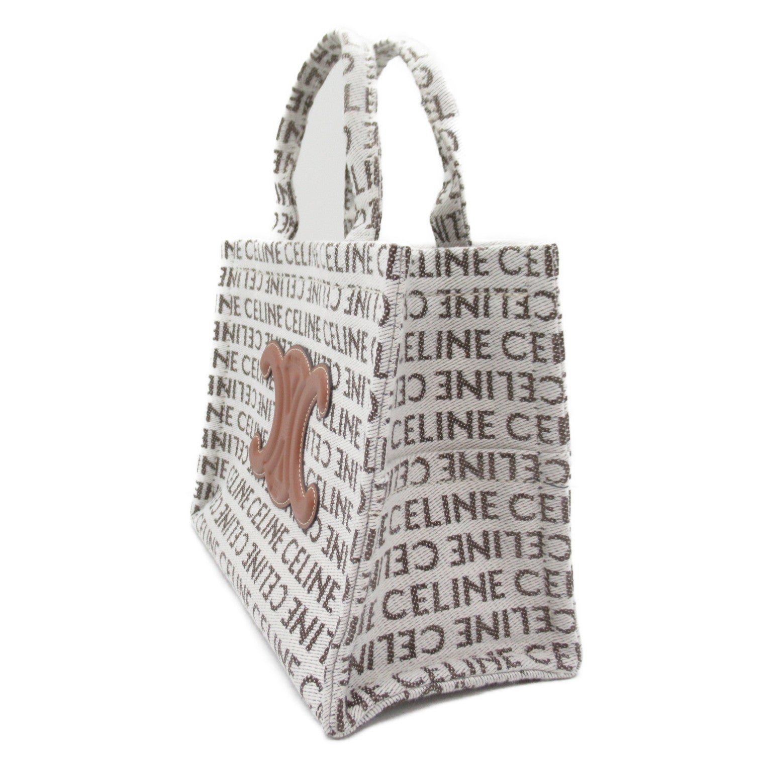 Celine CELINE Small Cover  Shoulder Bag Linen  White/Brown Linen