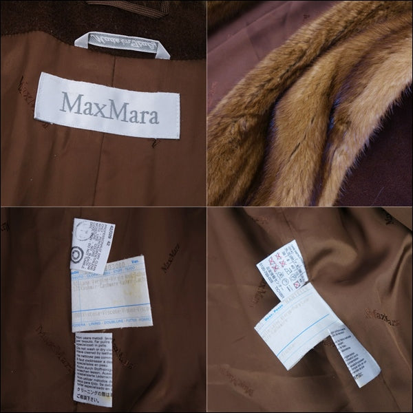 Max Mara Coat White Tag Heuer Long Coat Wool Cashmere Minkfer   Italian JI42 USA8 GB10 (equivalent to L) Brown Equivalent to L