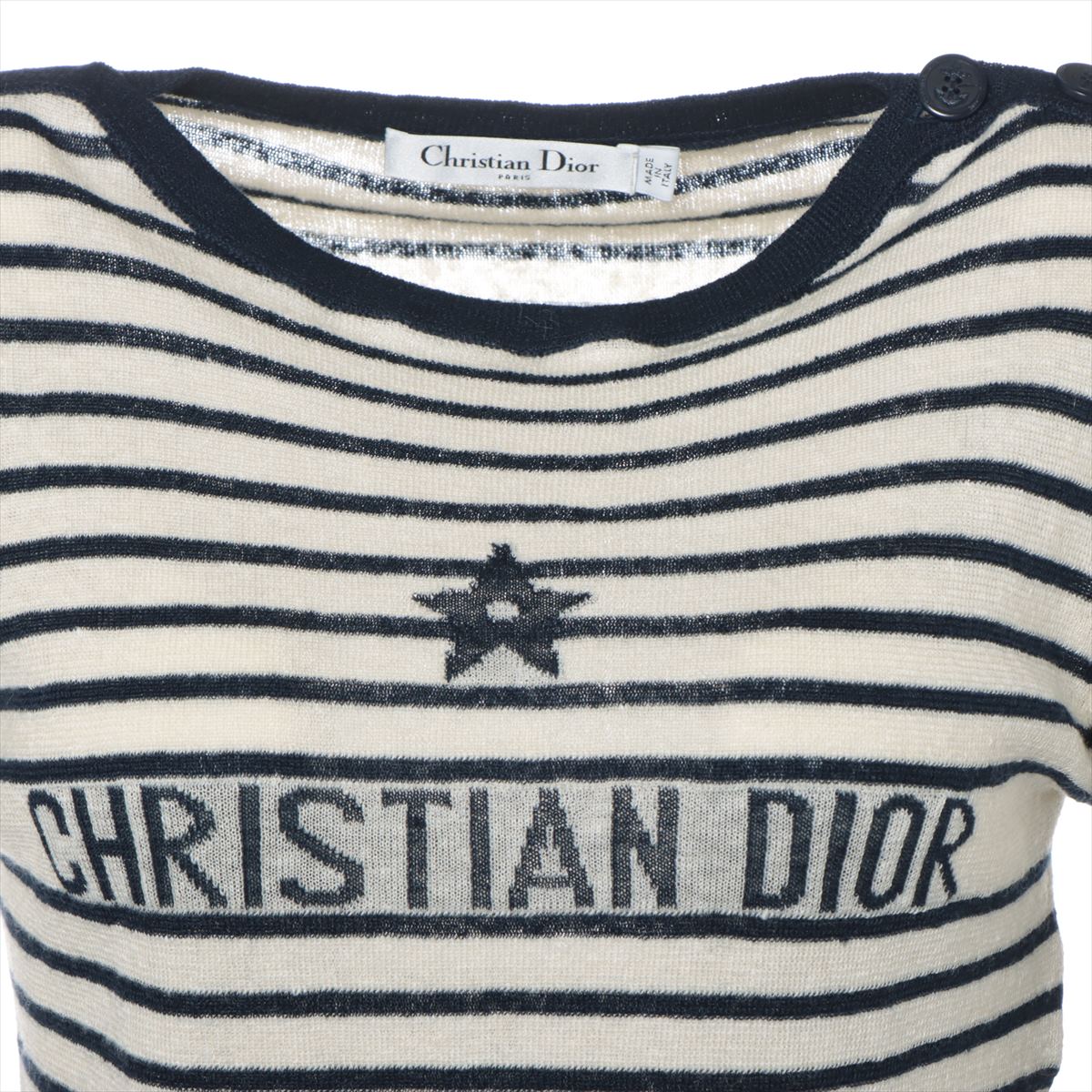 Christian Dior Linen X Cashmere F36  White X Navy 244S97AM733