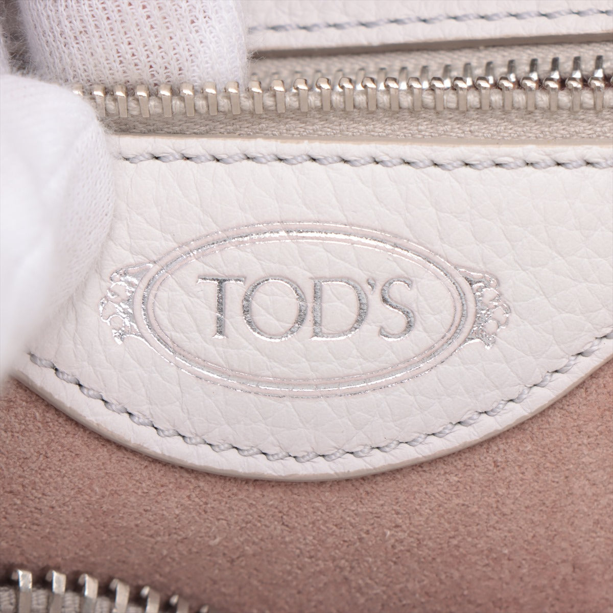 Todds Wave Leather 2WAY Handbag White Todds