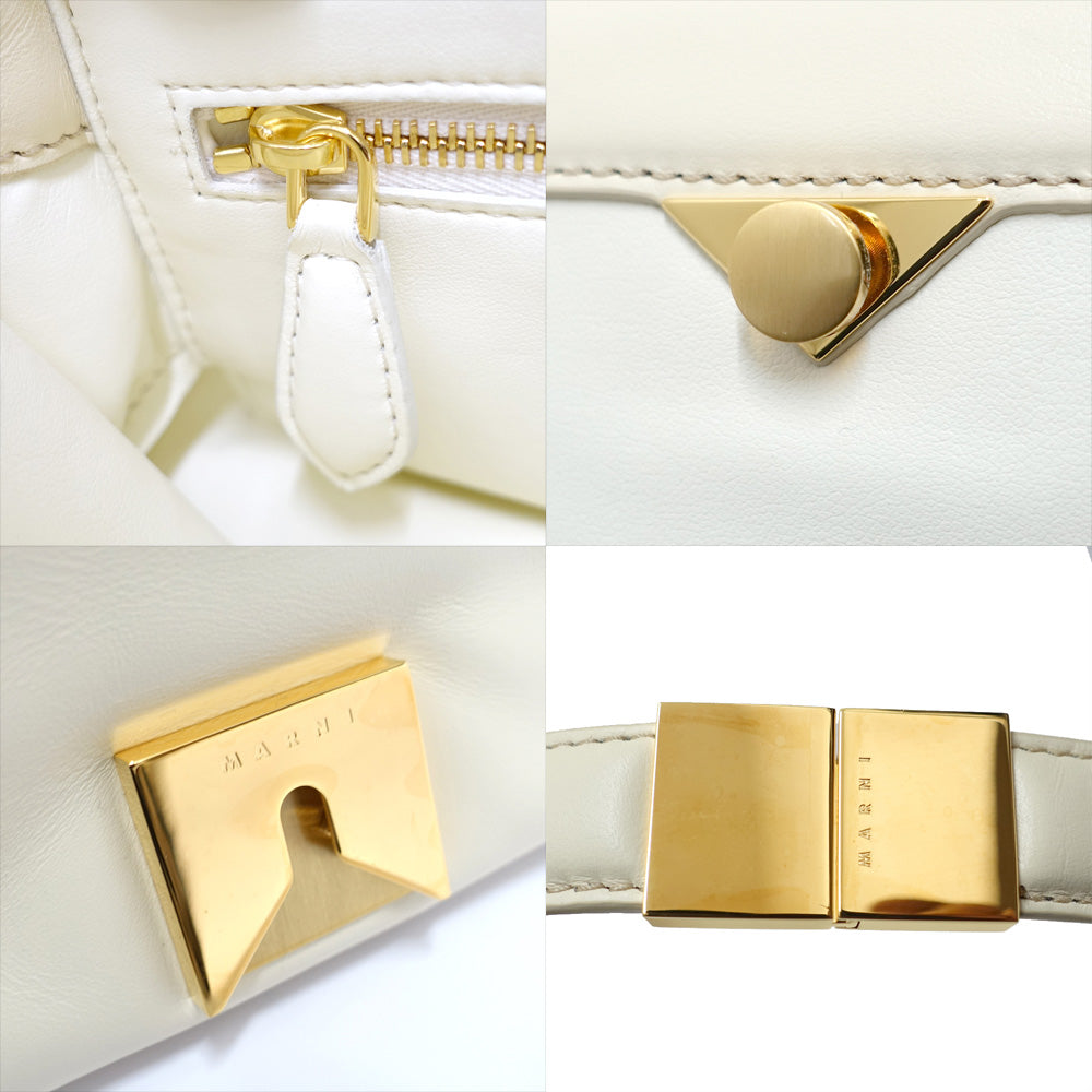 【MARNI】MARNI PRISMA Small Bag SBMP0122UOP529800W06 Pafykarf S Leather Ivory G Gold   Women  Bag 【Unused】