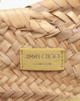Jimmy Choo Logo Straw x Leather Tote Bag Yellow